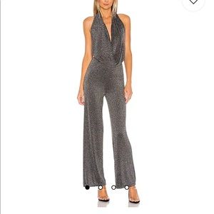 Revolve Superdown Cowl Neck Jumpsuit in Metallic Silver